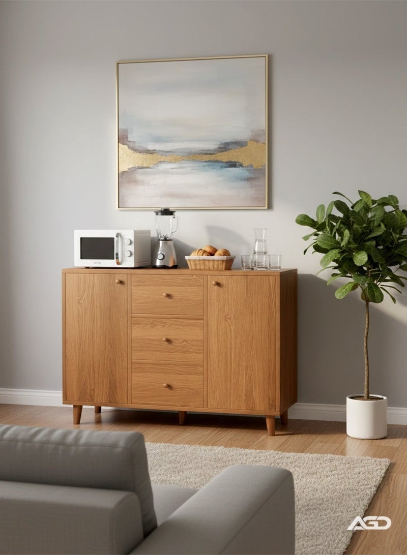 AGD Multifunctional Storage Cabinet, Complete Coffee Corner with Elegant Design, 2 Doors and 3 Drawers, 100*30*80 cm - Image 5